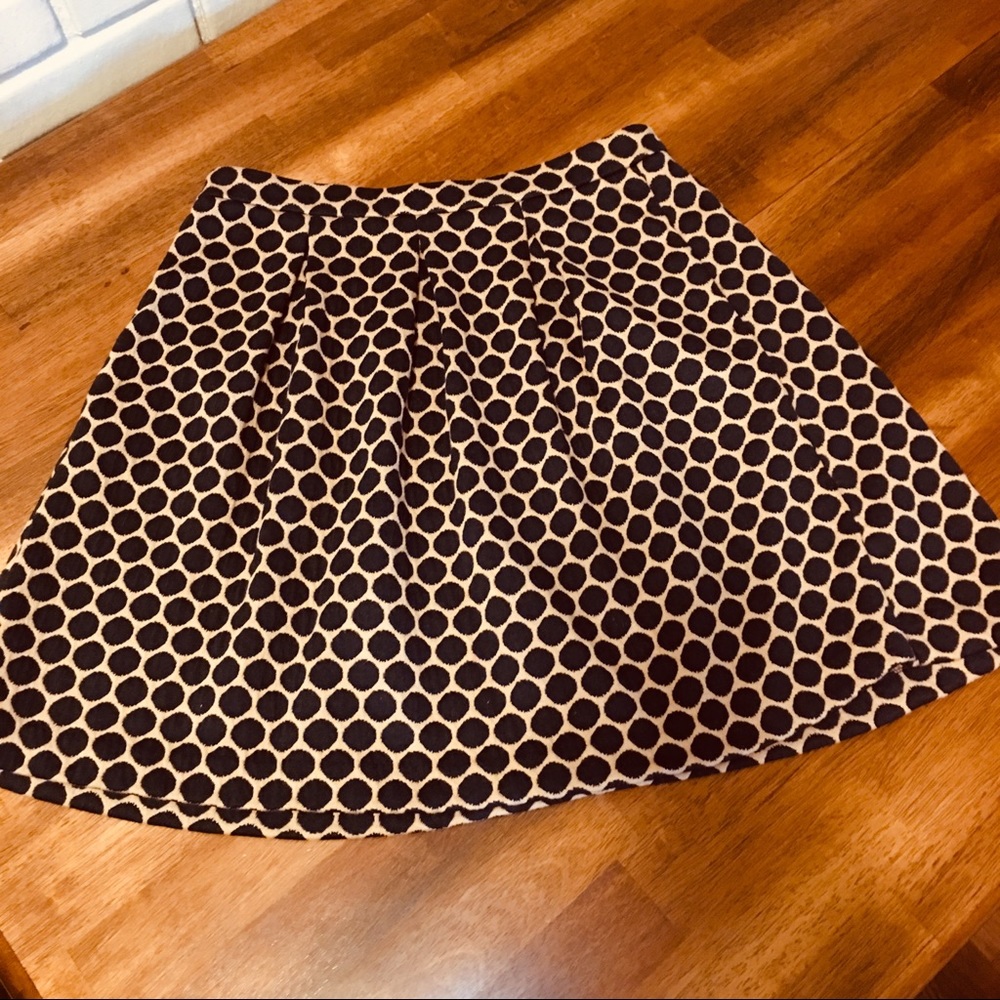 Boden A Line Skirt Brown with Black Polka Dots 8